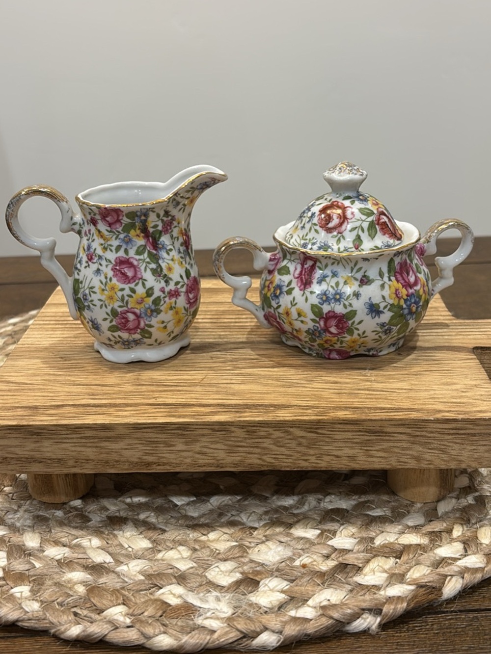 Vintage Chintz Ware Creamer And Sugar Set - Picture 1 of 5